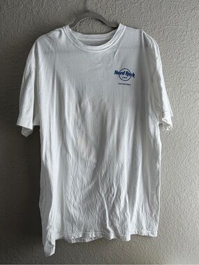Hard Rock Cafe White Tee with Blue Logo - San Antonio